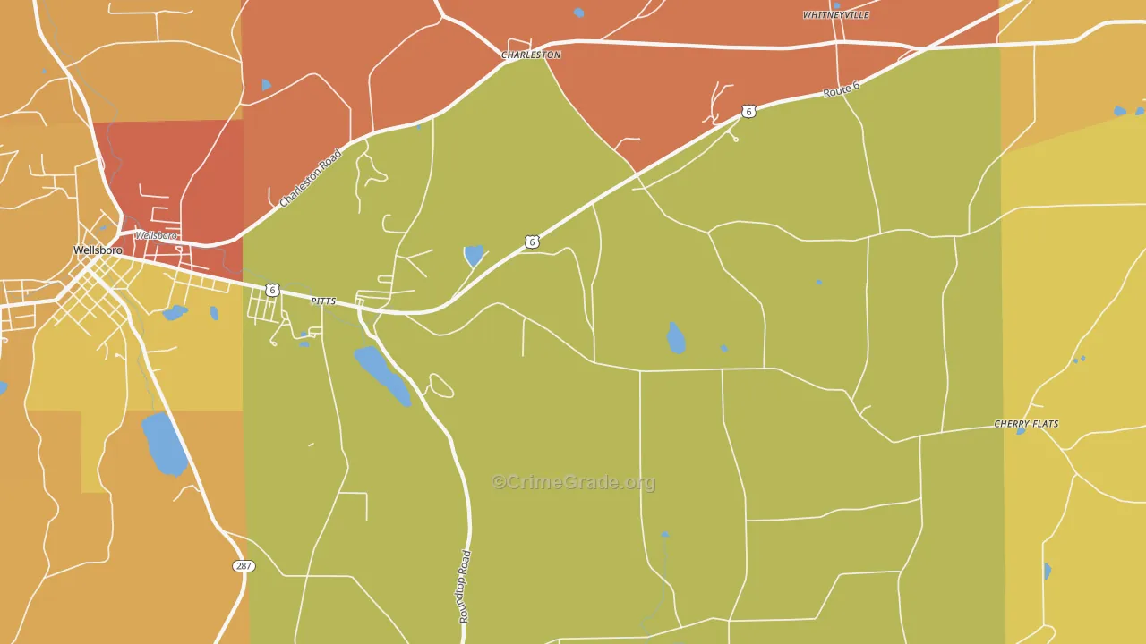 Charleston, PA Map of Robbery Rates