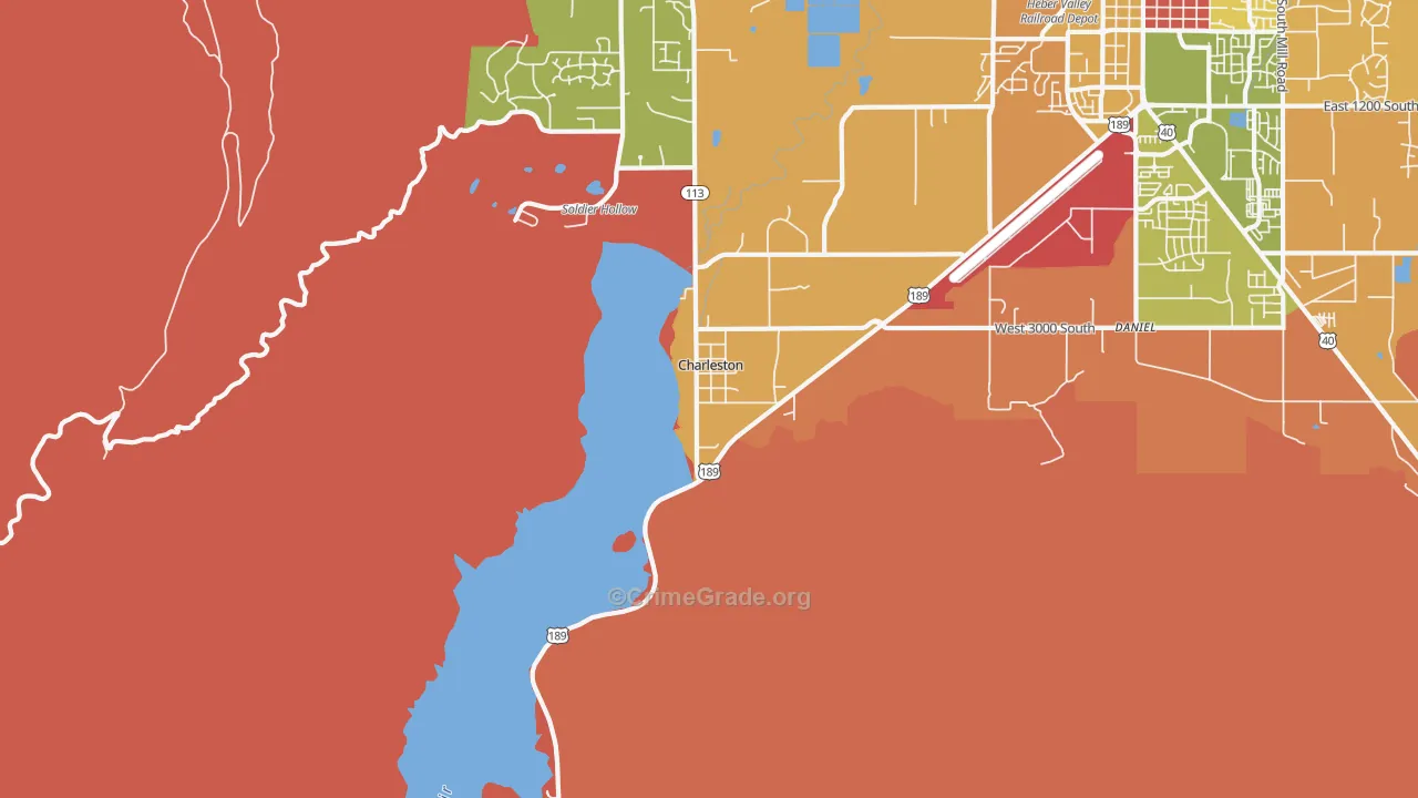 Charleston, UT Map of Robbery Rates