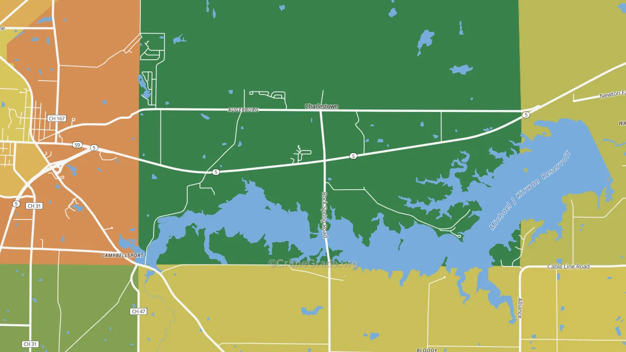 Charlestown, OH Map of Robbery Rates