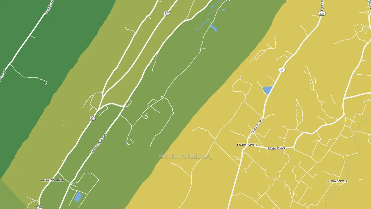 Charlesville, PA Map of Robbery Rates