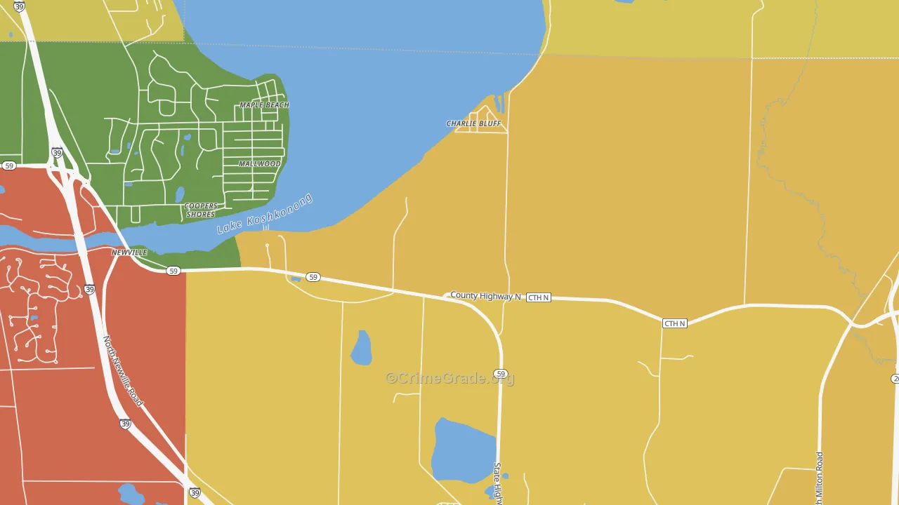 Charlie Bluff, WI Map of Robbery Rates