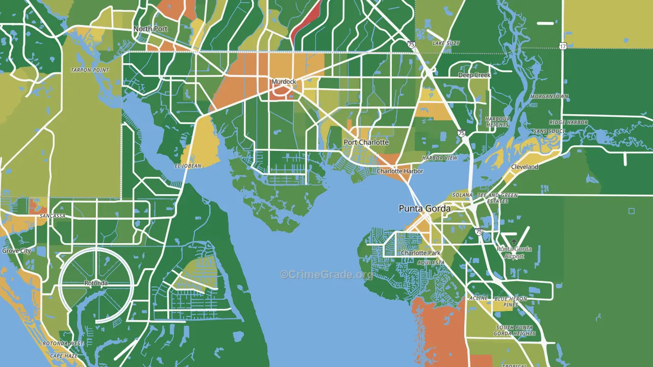 Charlotte County, FL Map of Robbery Rates