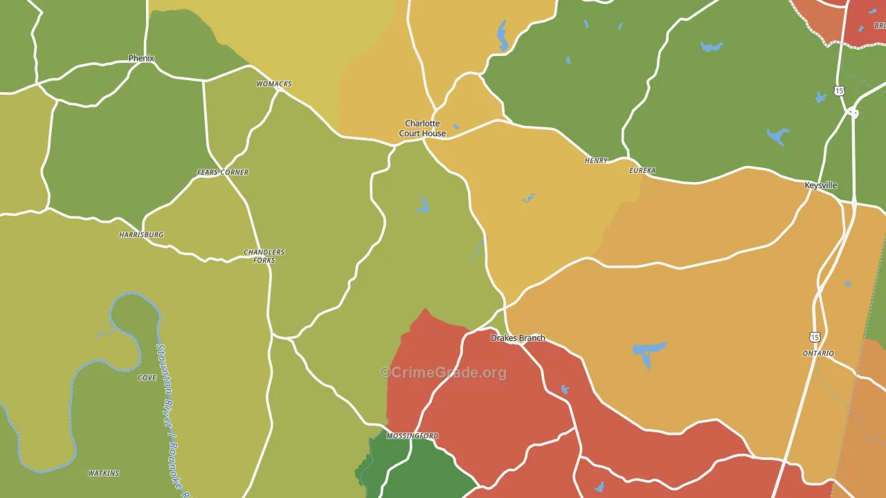 Charlotte County, VA Map of Robbery Rates