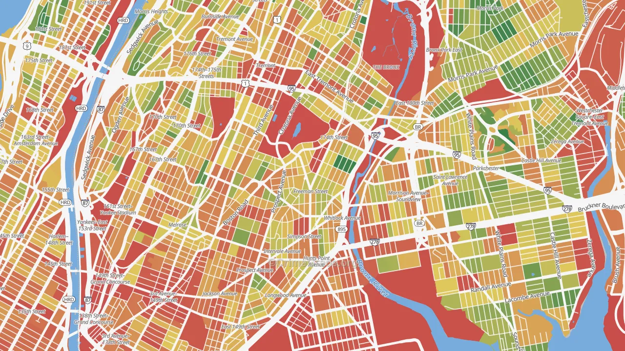 Charlotte Gardens, Bronx, NY Map of Robbery Rates