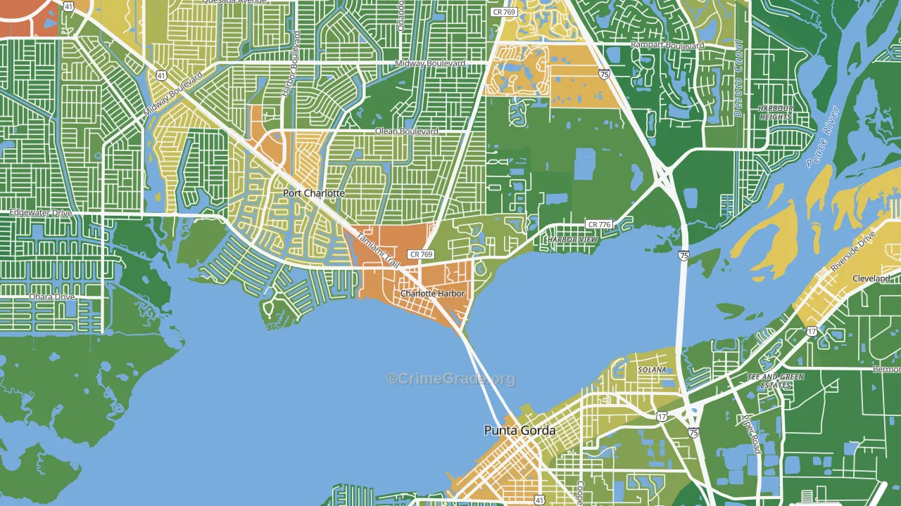 Charlotte Harbor, FL Map of Robbery Rates