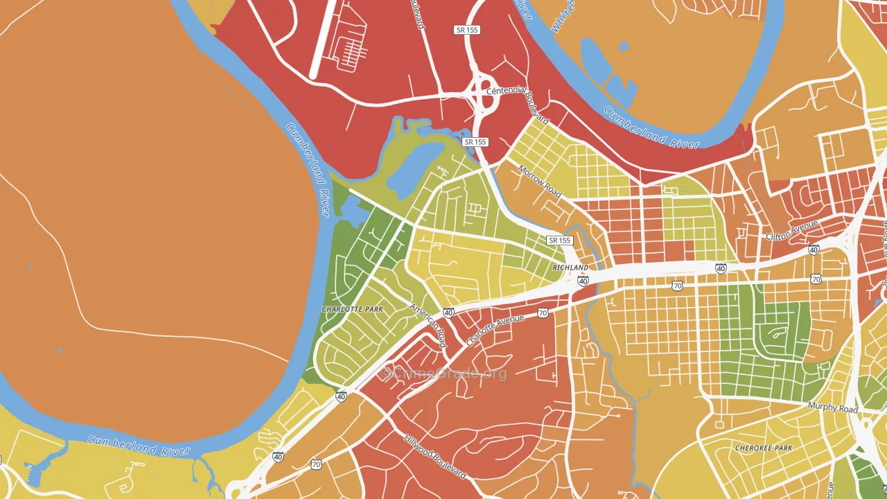 Charlotte Park, Nashville, TN Map of Robbery Rates