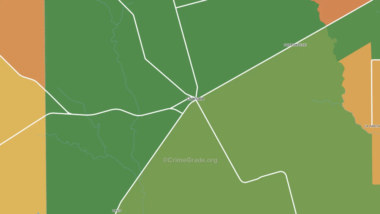 Charlotte, TX Map of Robbery Rates