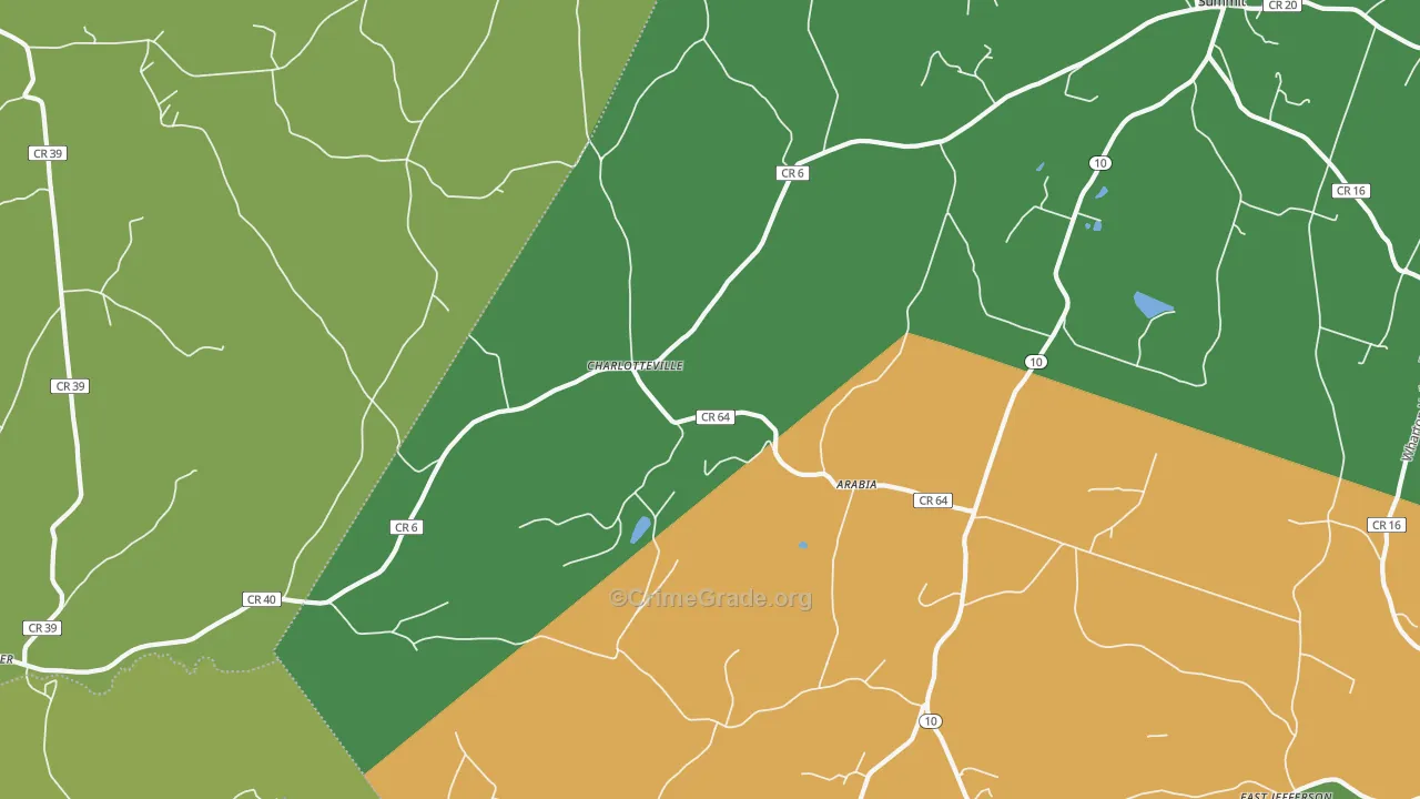 Charlotteville, NY Map of Robbery Rates