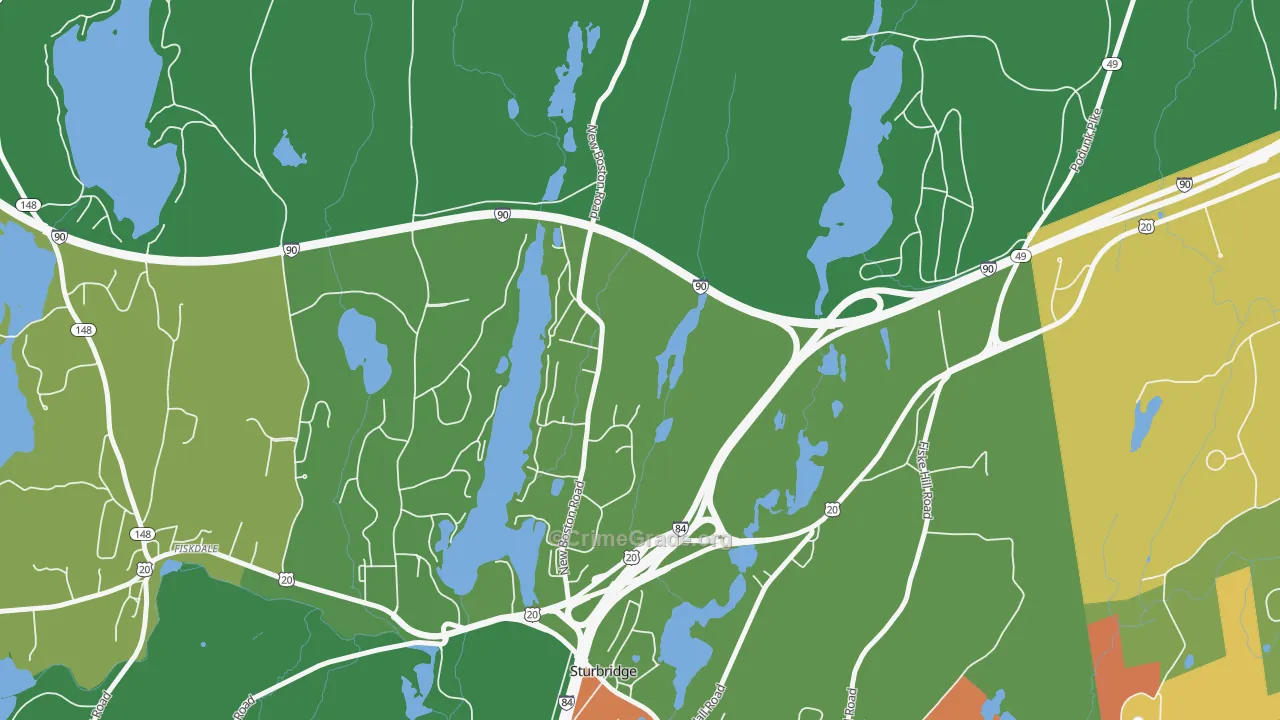 Charlton City, MA Map of Robbery Rates
