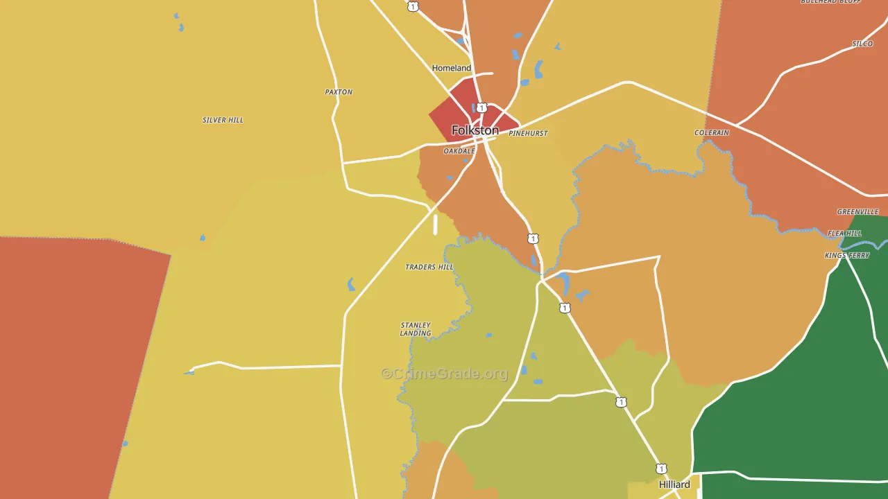 Charlton County, GA Map of Robbery Rates