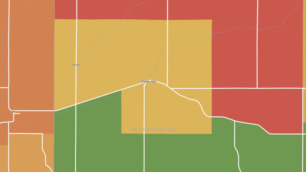 Charter Oak, IA Map of Robbery Rates
