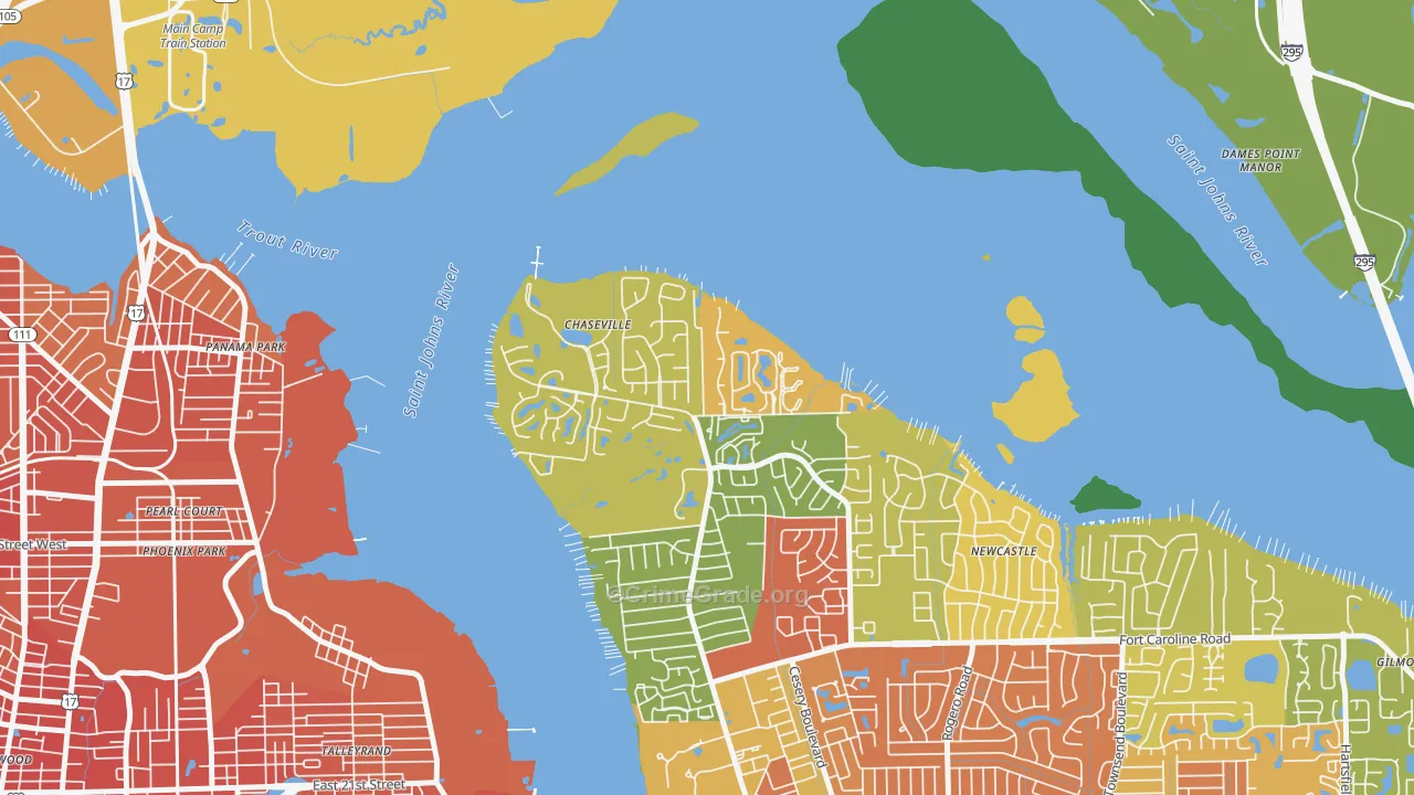 Charter Point, Jacksonville, FL Map of Robbery Rates