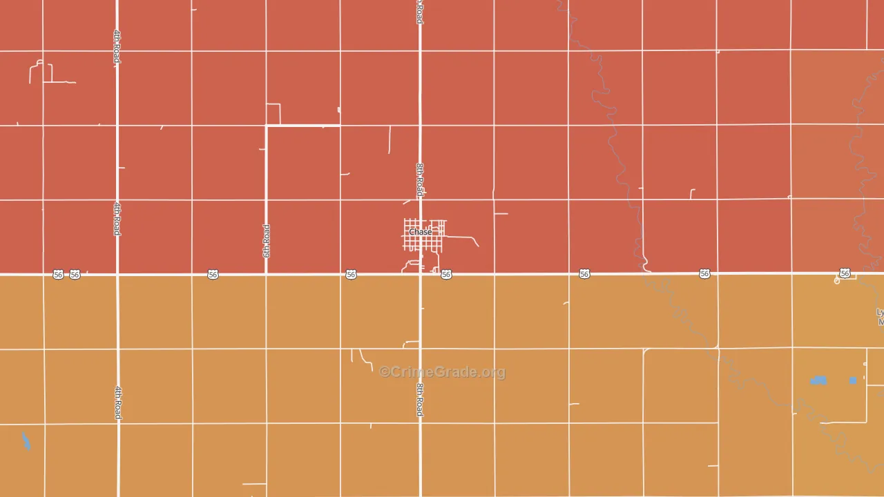 Chase, KS Map of Robbery Rates