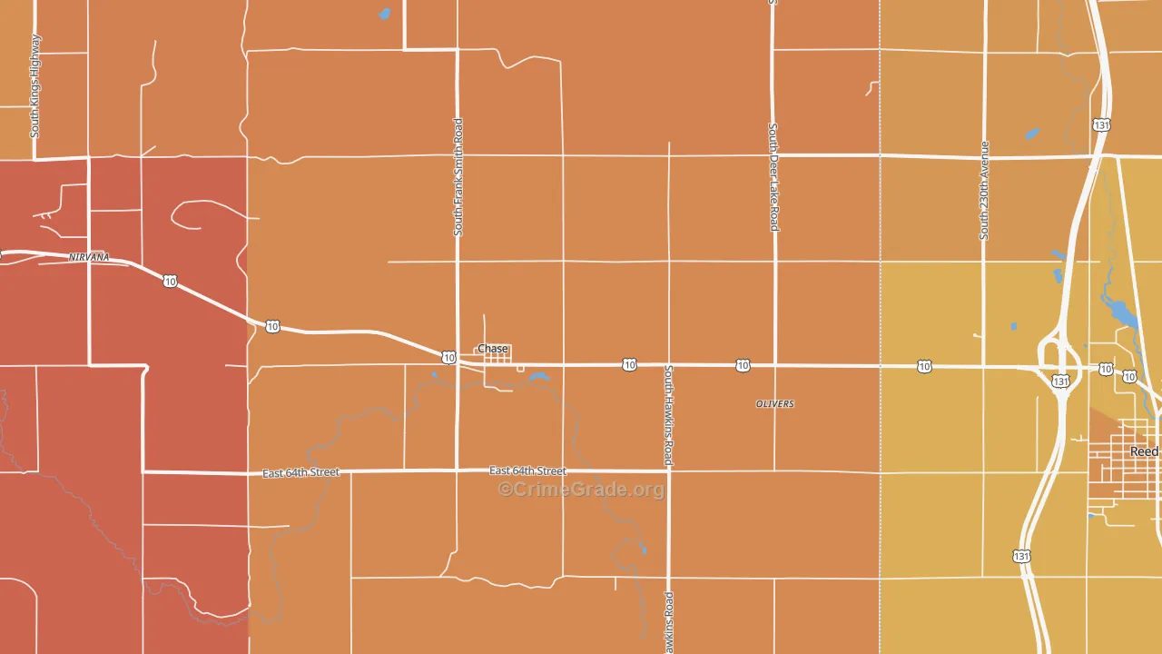 Chase, MI Map of Robbery Rates