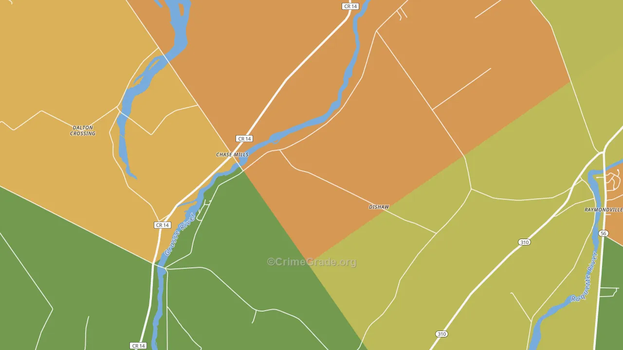 Chase Mills, NY Map of Robbery Rates