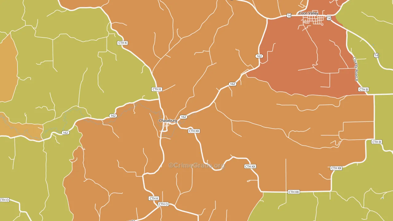 Chaseburg, WI Map of Robbery Rates