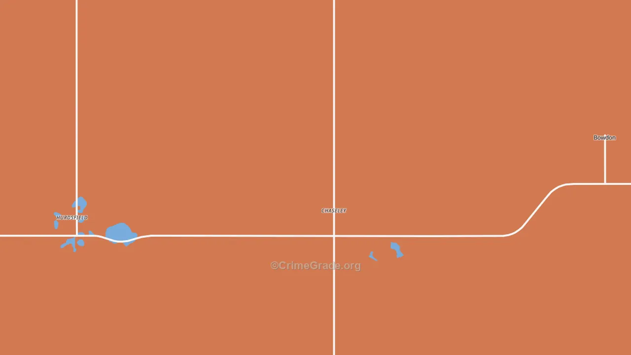 Chaseley, ND Map of Robbery Rates
