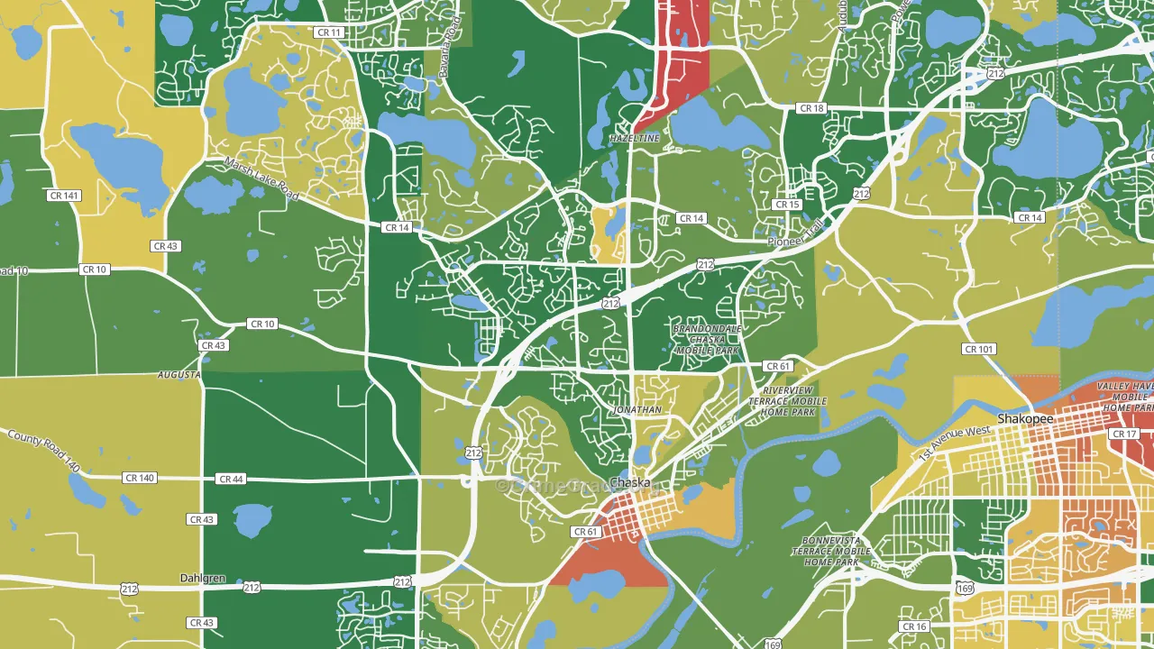 Chaska, MN Map of Robbery Rates