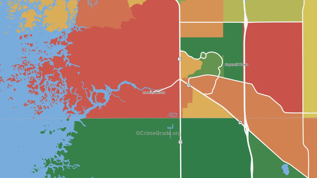 Chassahowitzka, FL Map of Robbery Rates