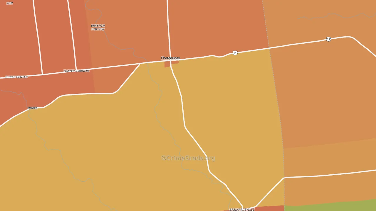 Chateaugay, NY Map of Robbery Rates