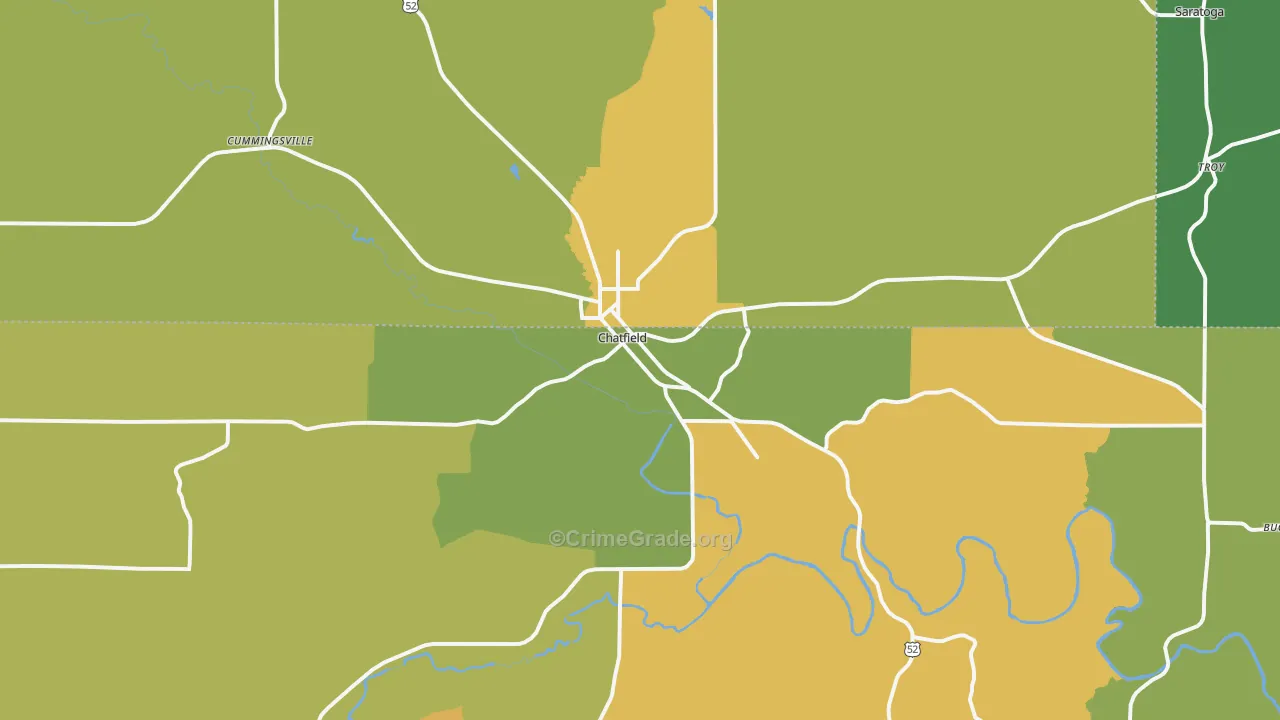 Chatfield, MN Map of Robbery Rates