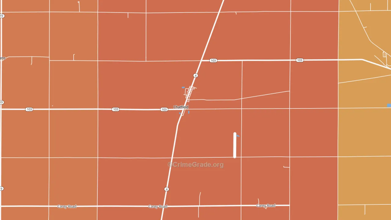 Chatfield, OH Map of Robbery Rates