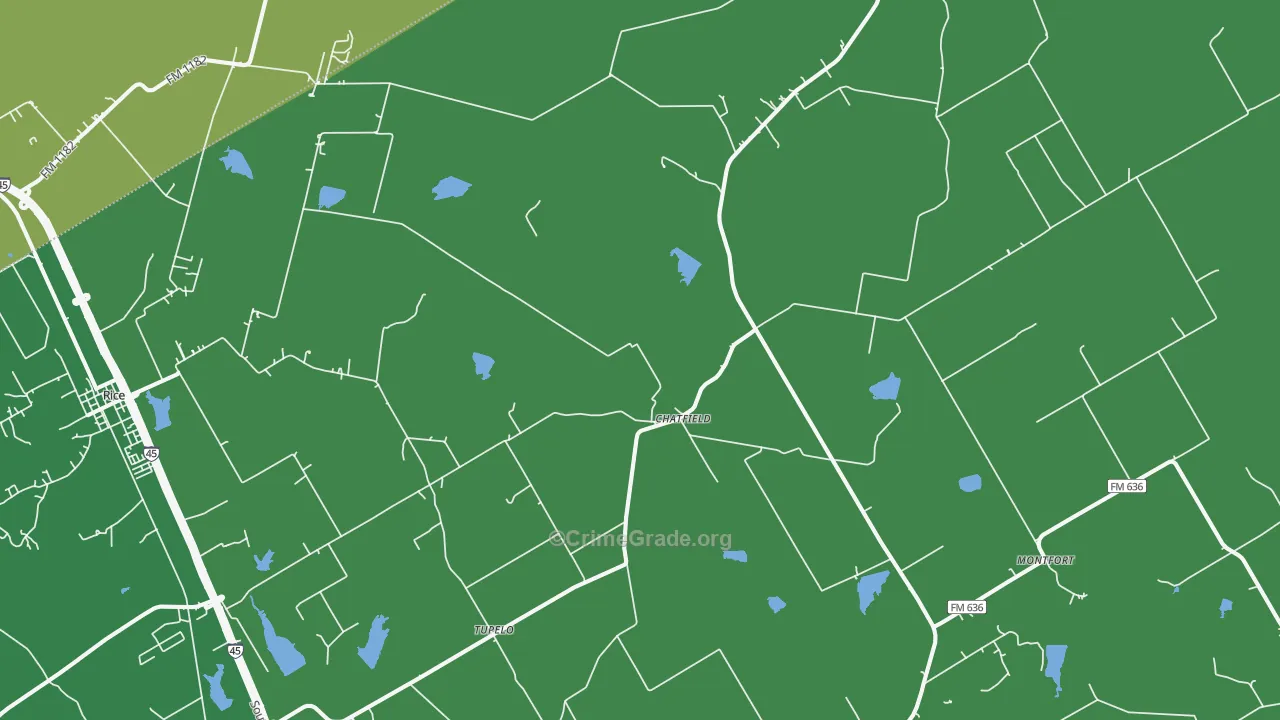 Chatfield, TX Map of Robbery Rates