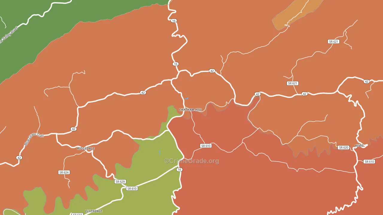 Chatham Hill, VA Map of Robbery Rates