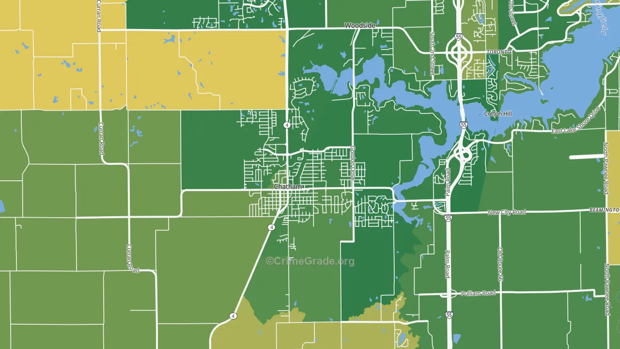 Chatham, IL Map of Robbery Rates