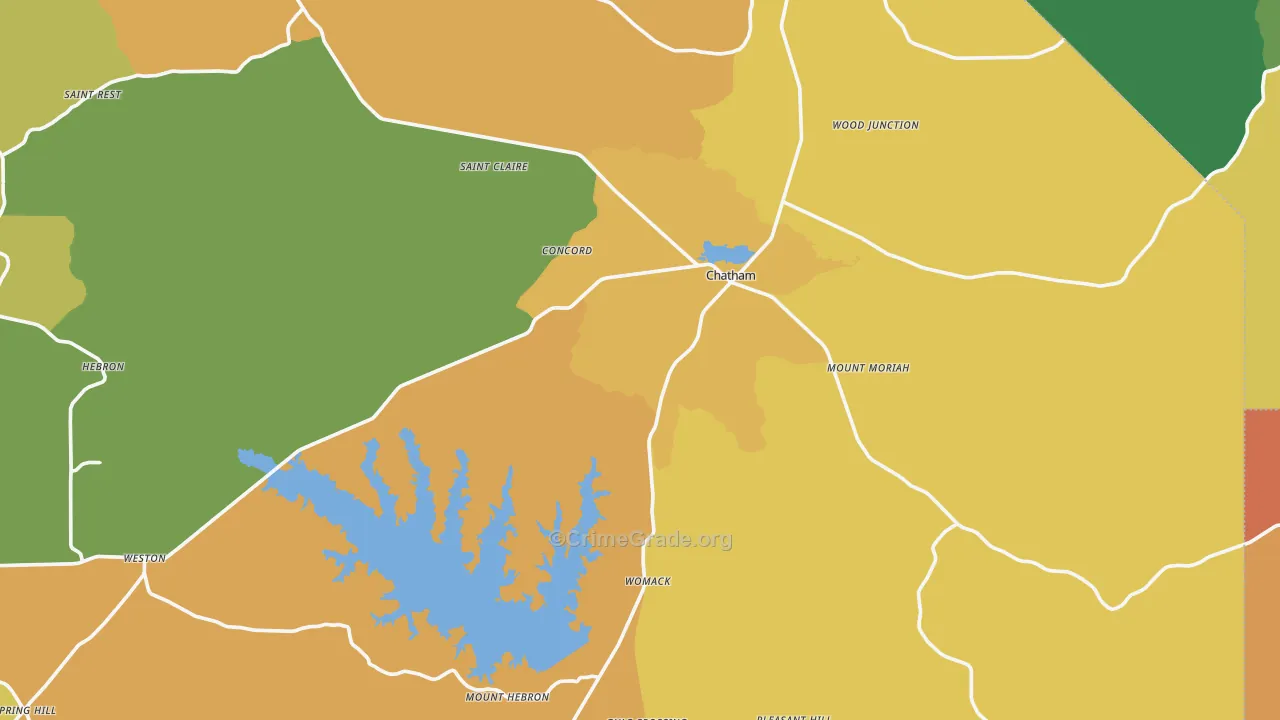 Chatham, LA Map of Robbery Rates