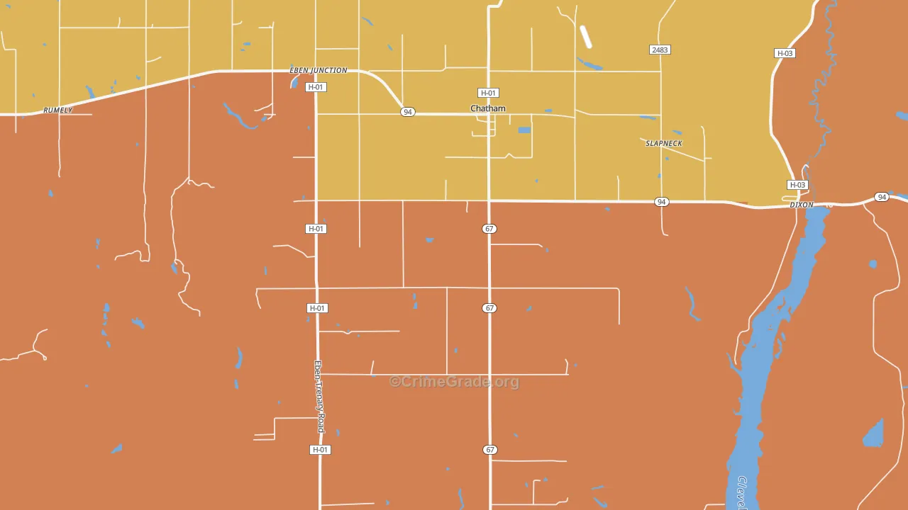 Chatham, MI Map of Robbery Rates