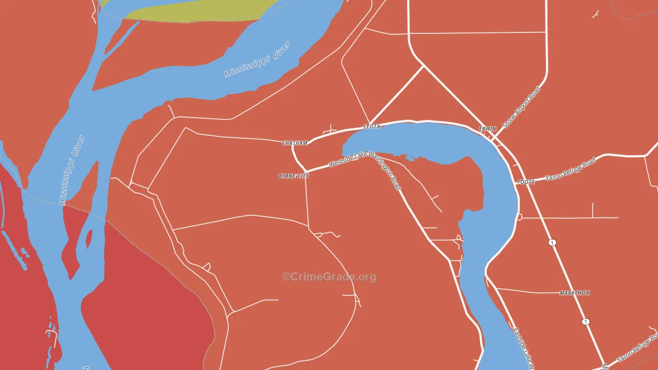 Chatham, MS Map of Robbery Rates
