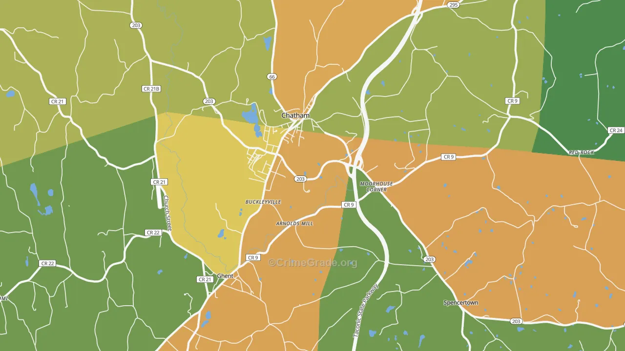 Chatham, NY Map of Robbery Rates