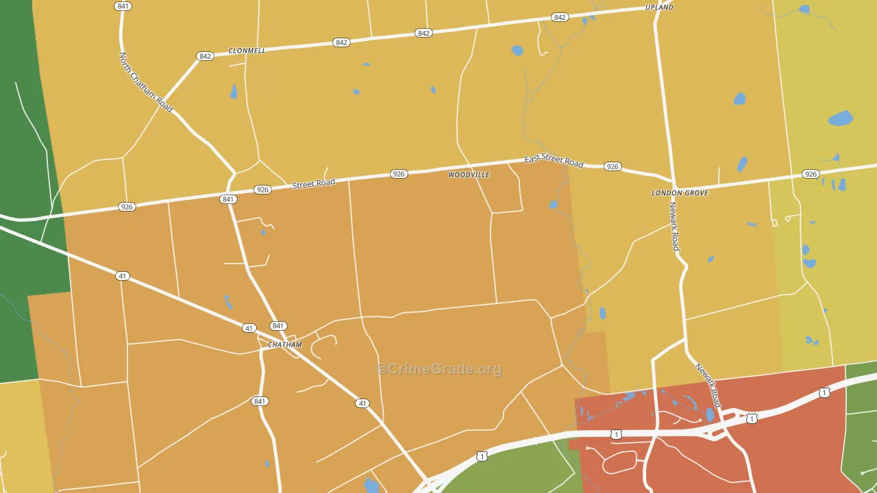 Chatham, PA Map of Robbery Rates