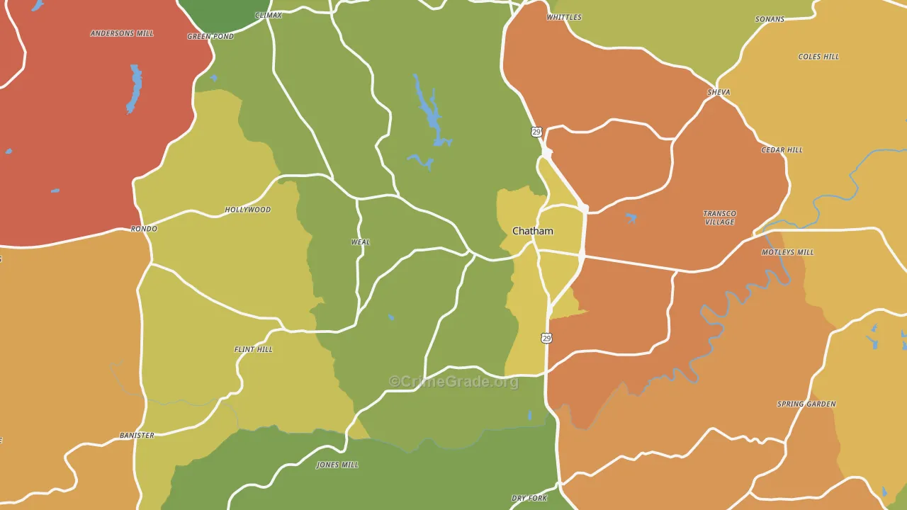 Chatham, VA Map of Robbery Rates