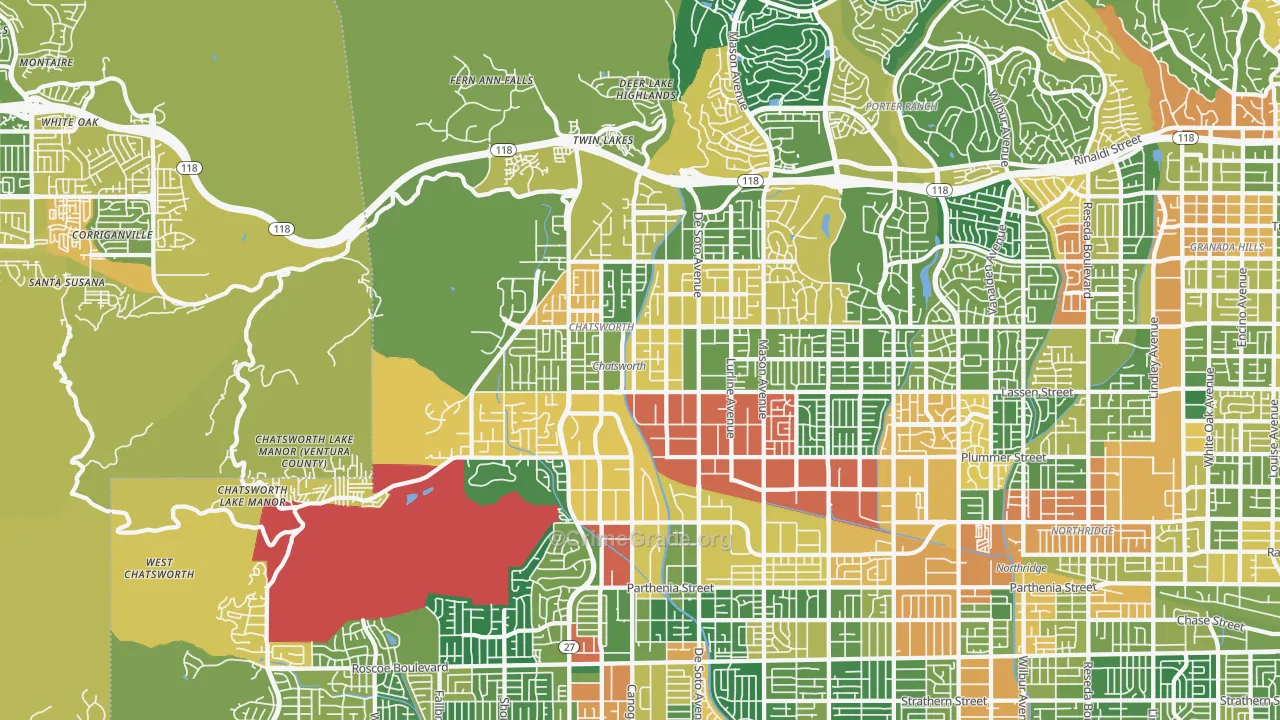 Chatsworth, CA Map of Robbery Rates