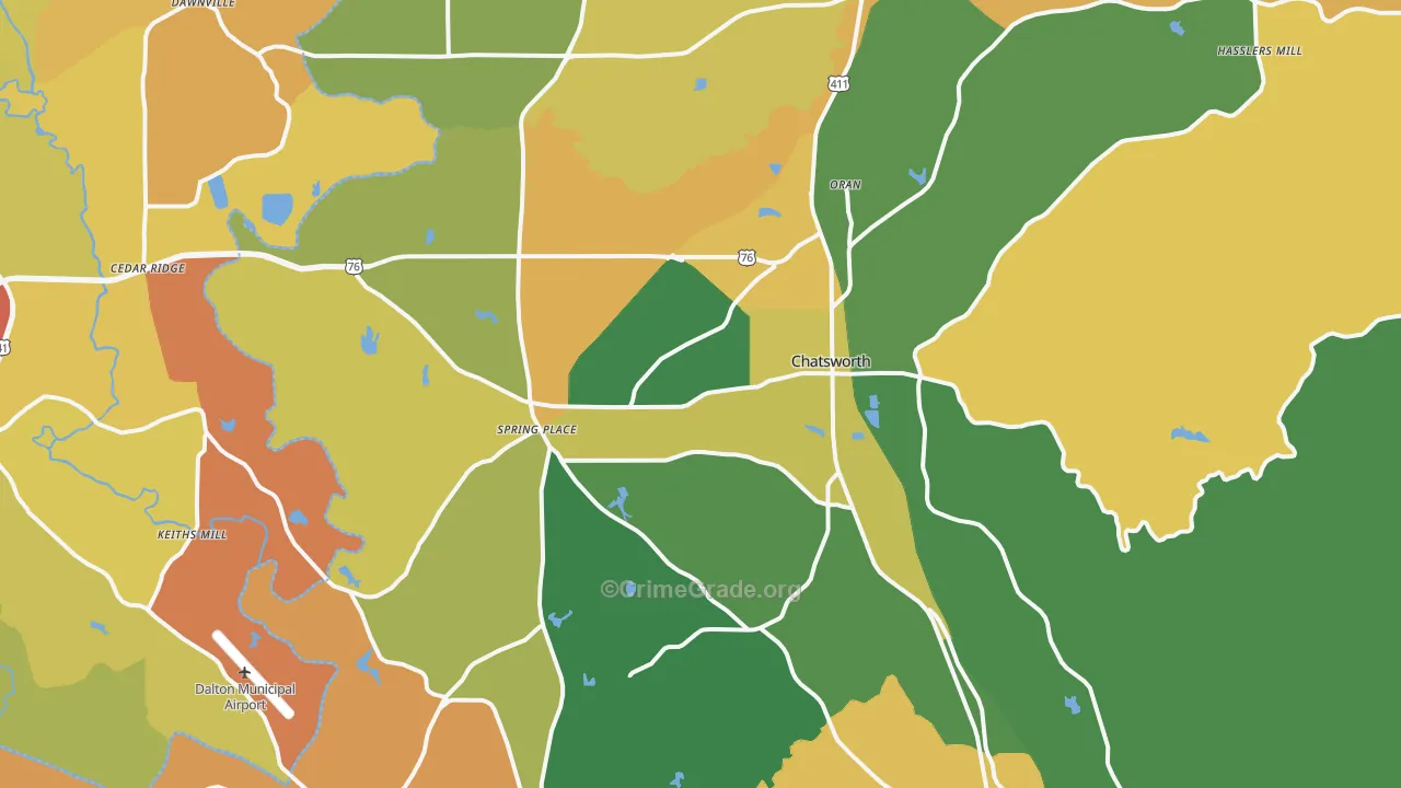 Chatsworth, GA Map of Robbery Rates