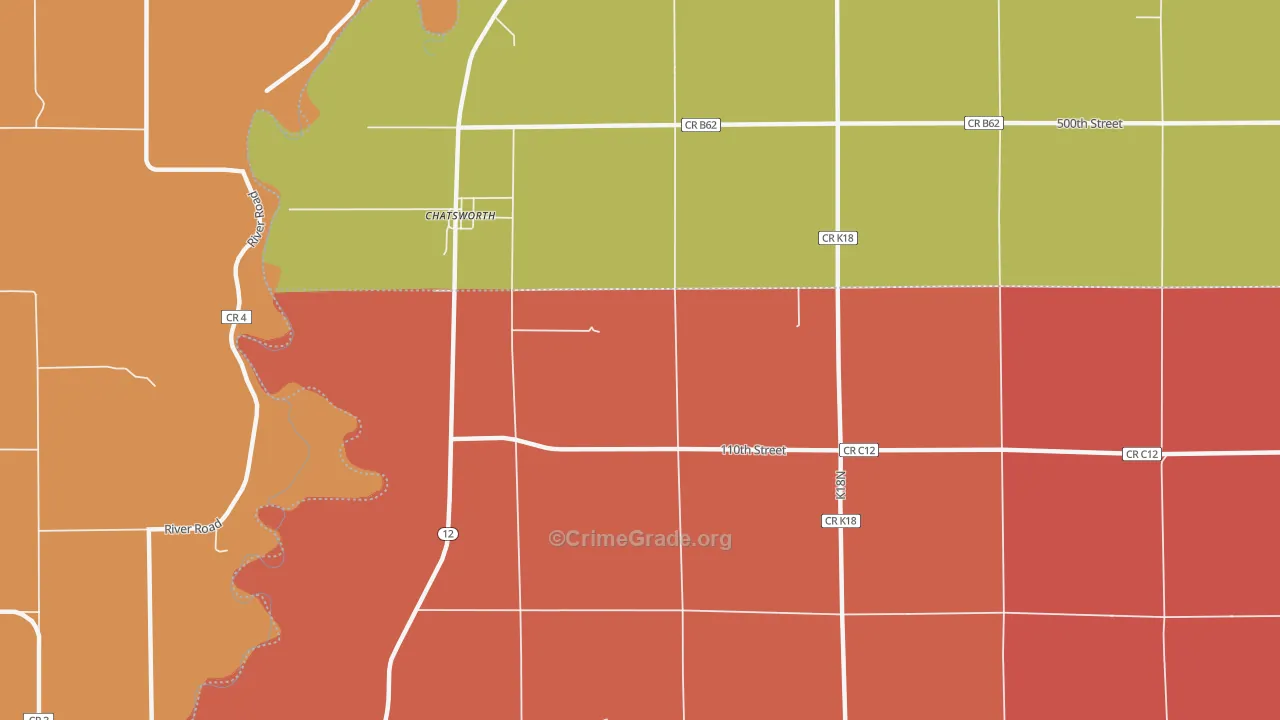 Chatsworth, IA Map of Robbery Rates