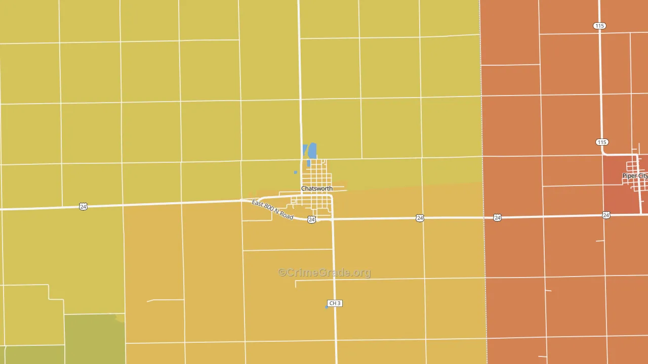 Chatsworth, IL Map of Robbery Rates