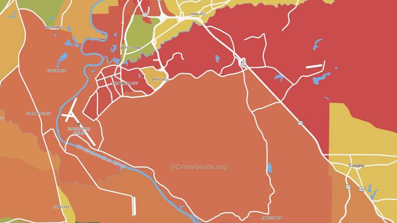 Chattahoochee County, GA Map of Robbery Rates