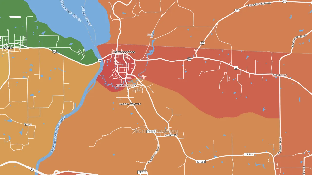 Chattahoochee, FL Map of Robbery Rates