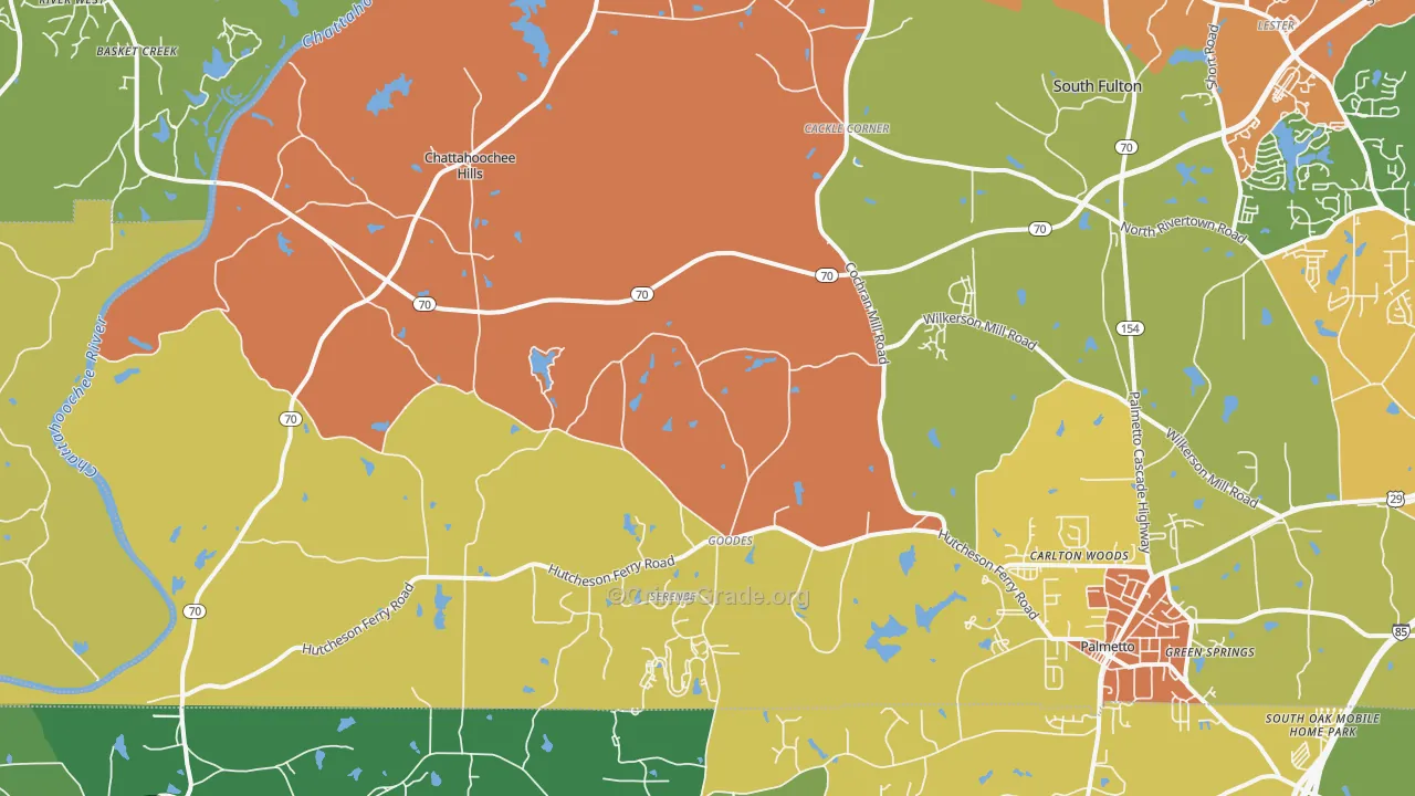 Chattahoochee Hills, GA Map of Robbery Rates