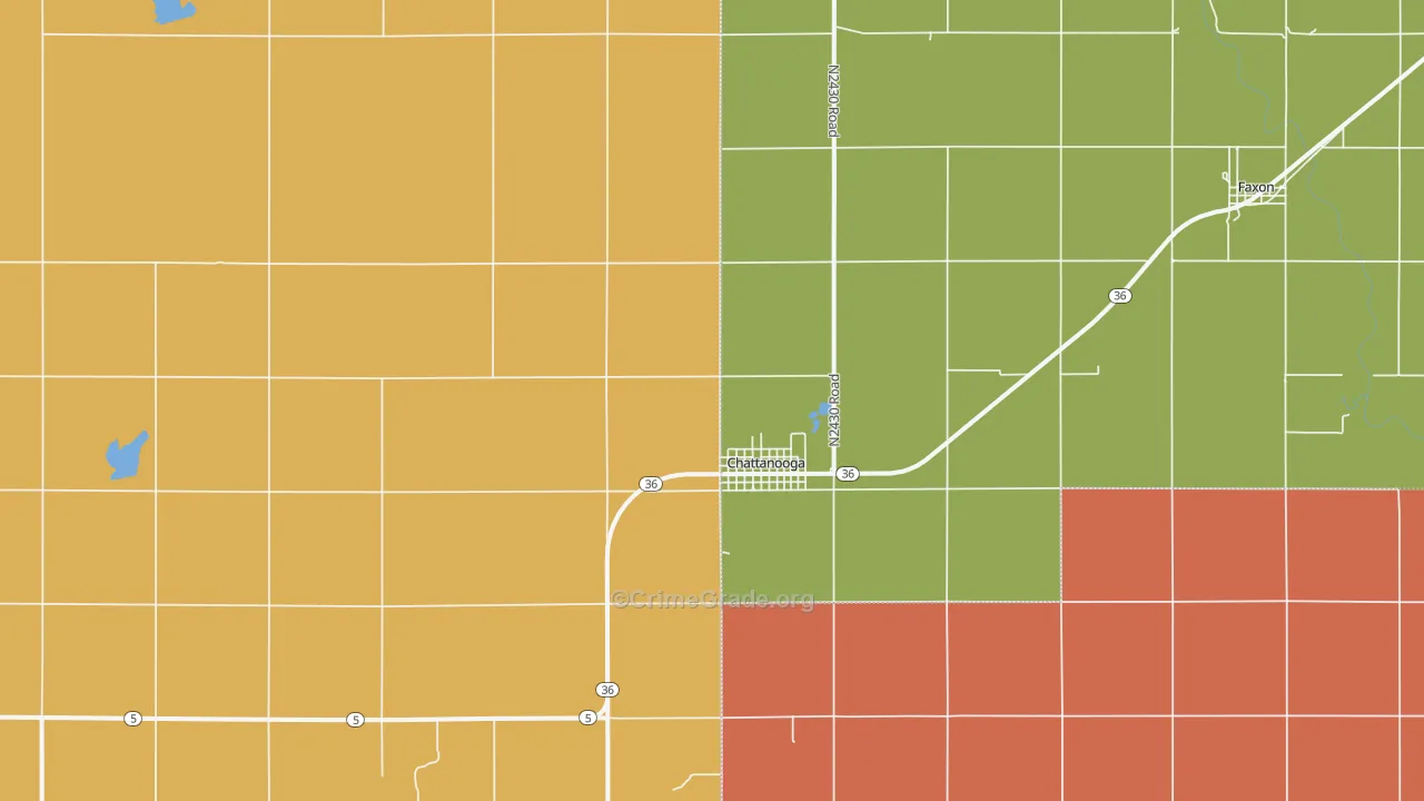 Chattanooga, OK Map of Robbery Rates