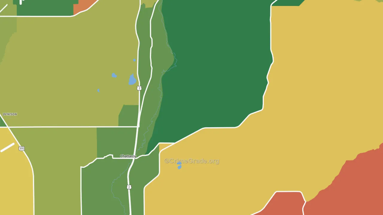 Chattaroy, WA Map of Robbery Rates