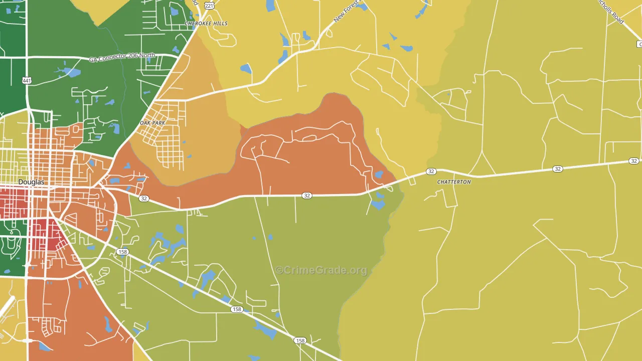 Chatterton, GA Map of Robbery Rates