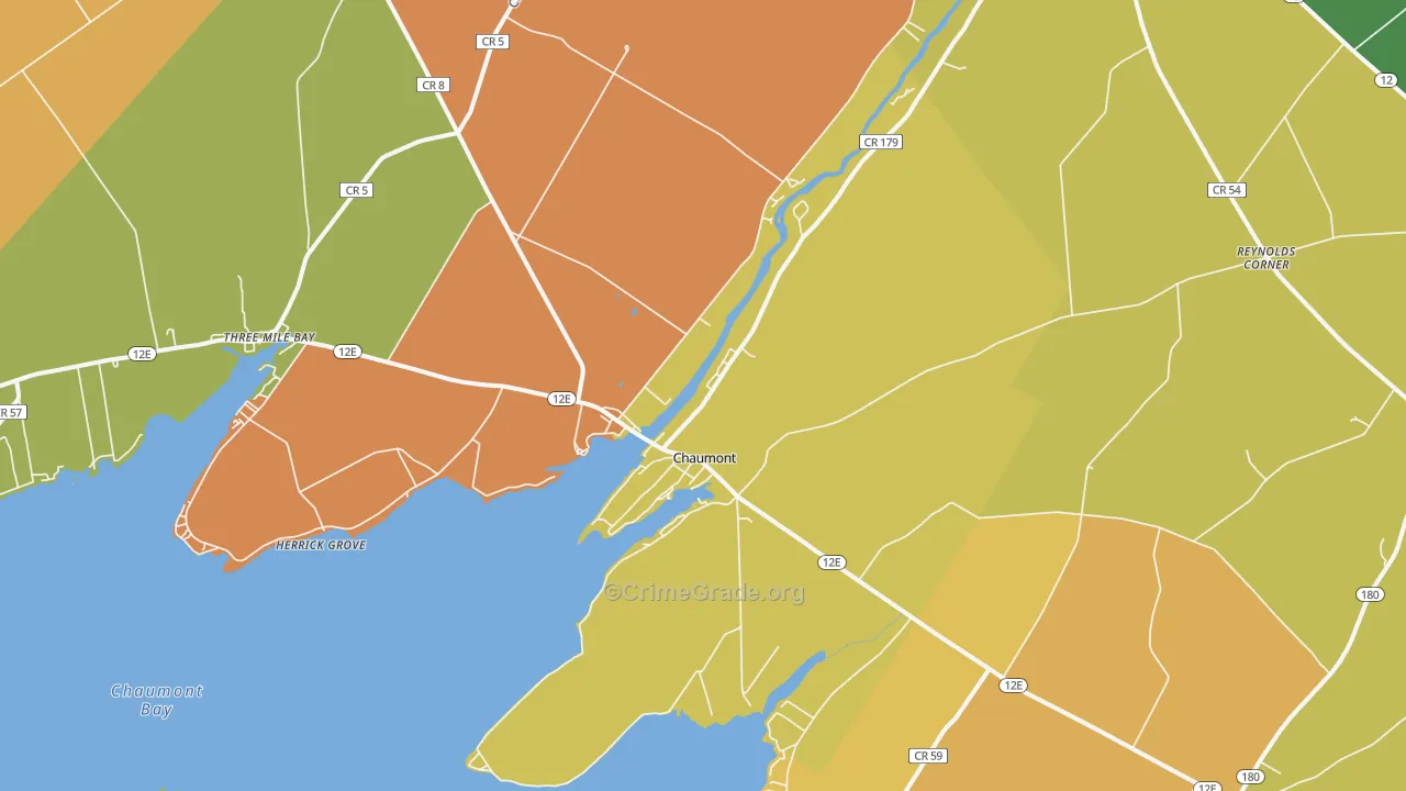 Chaumont, NY Map of Robbery Rates