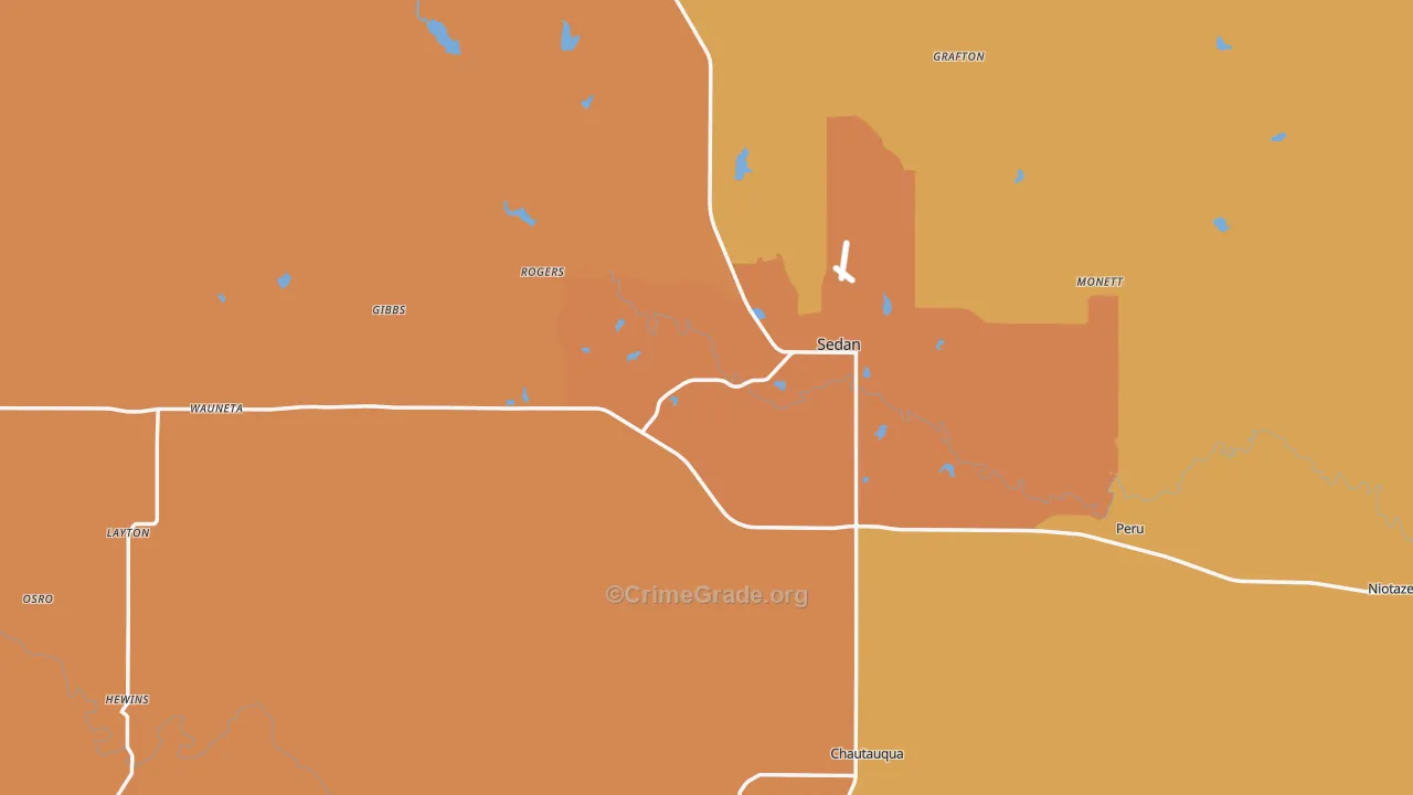 Chautauqua County, KS Map of Robbery Rates