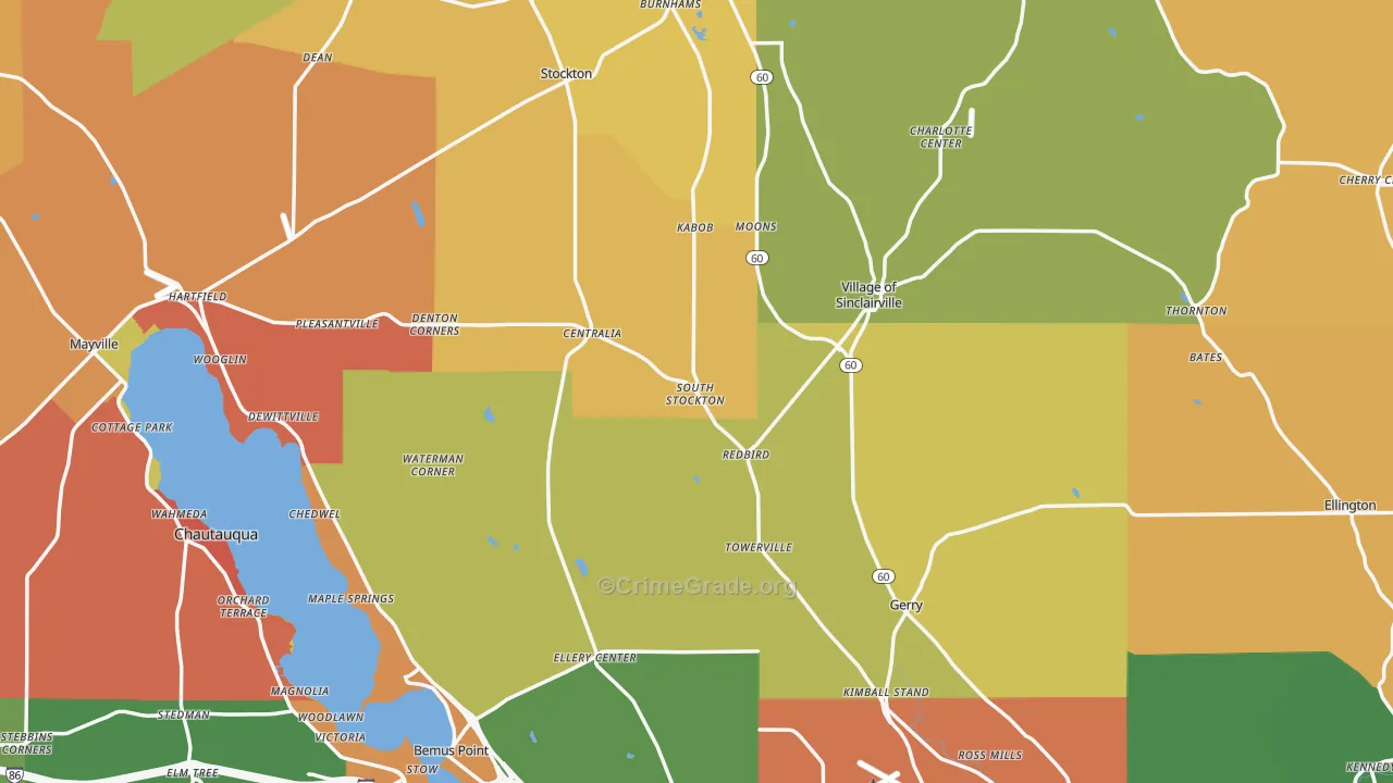 Chautauqua County, NY Map of Robbery Rates