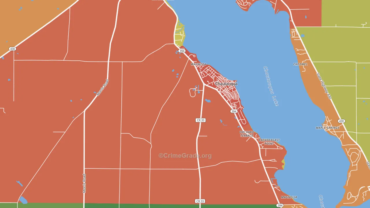 Chautauqua, NY Map of Robbery Rates