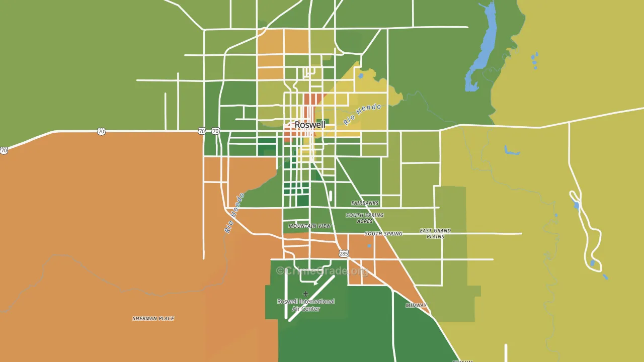 Chaves County, NM Map of Robbery Rates